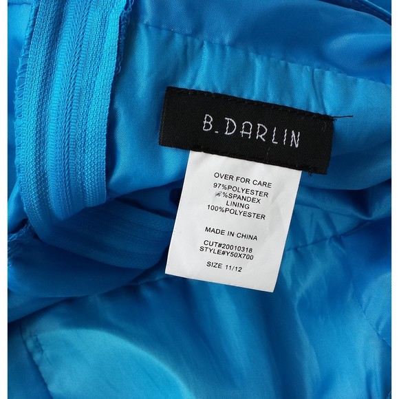 B. Darlin Juniors Sweetheart Mini Fit & Flare Dress Ocean Blue Satin size 11/12 - Picture 8 of 8